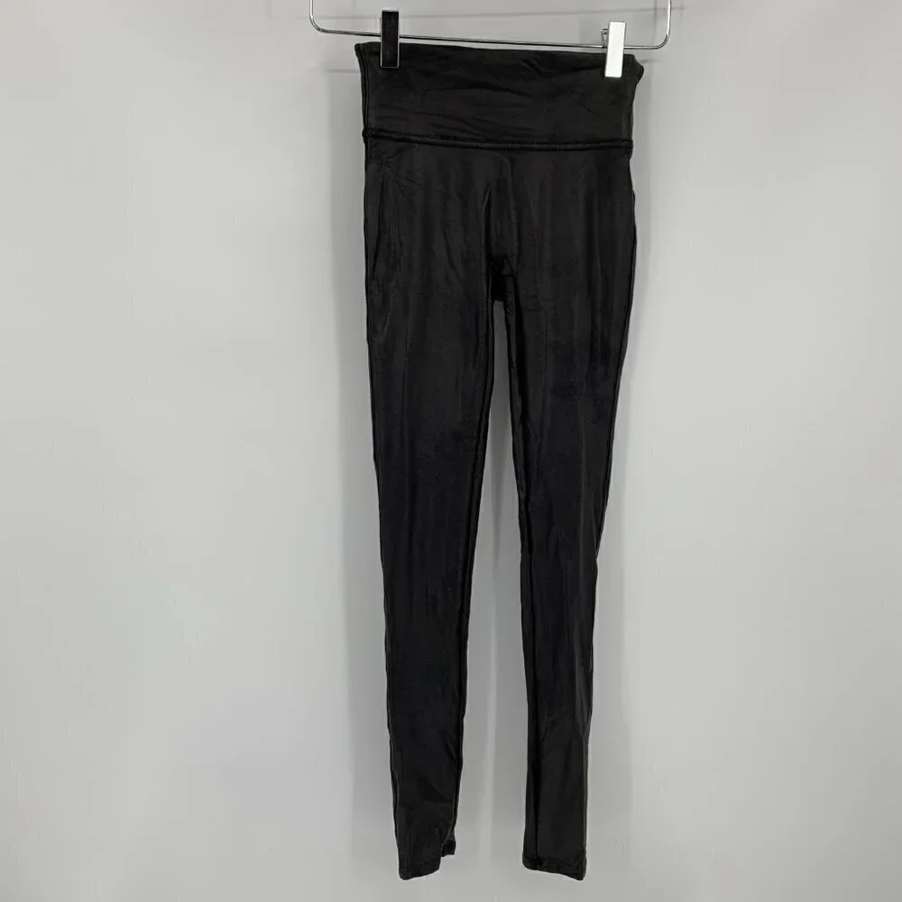 Spanx faux leather leggings skinny black high waisted Power waistband X-Small